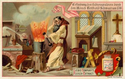 Scoperta della polvere da sparo da parte del monaco Berthold Schwarz da European School