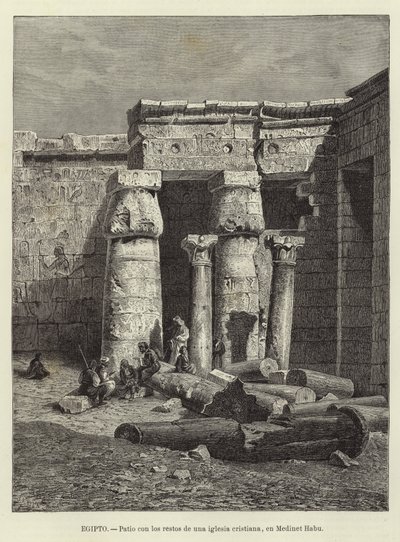 Cortile con i resti di una chiesa cristiana a Medinet Habu da European School
