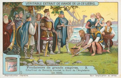 Ethelfried de Bernicia, carta Liebig, inizio XX secolo (cromo) da European School