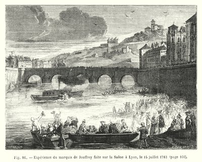 Esperimento del marchese di Jouffroy fatto sulla Saona a Lione, il 15 luglio 1783 da European School