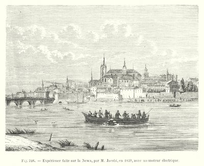 Experience faite sur la Newa, par M Jacobi, en 1839, avec un moteur electrique (incisione) da European School
