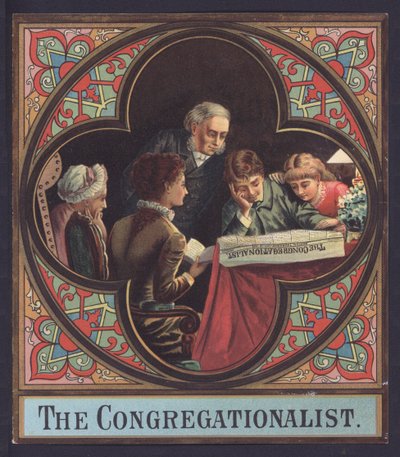 Famiglia che legge una copia di The Congregationalist da European School