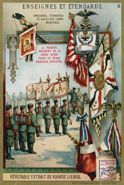 Primo Reggimento delle Guardie Russe in rassegna con bandiere spiegate da European School