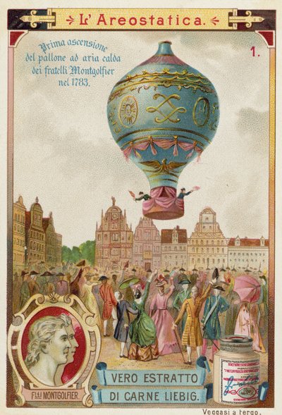 Primo volo libero dei fratelli Montgolfier in mongolfiera, 1783 da European School