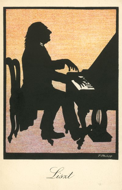 Franz Liszt, pianista e compositore ungherese (litografia a colori) da European School