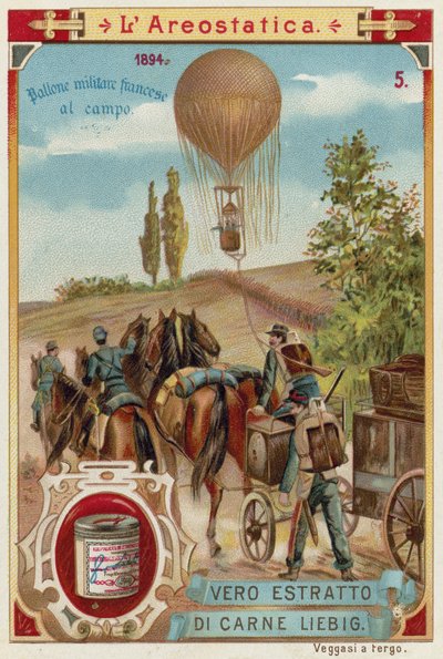 Mongolfiera militare francese sul campo, 1894 da European School