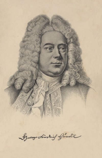 George Frideric Handel, compositore barocco inglese di origine tedesca (litografia) da European School