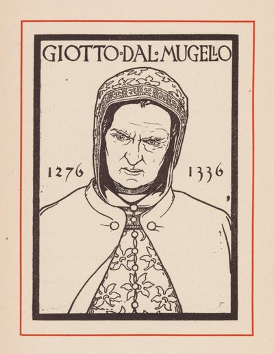 Giotto, artista medievale italiano (litografia) da European School