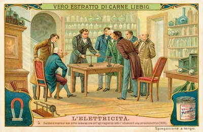 Hans Christian Oersted mostra ai suoi amici la deviazione dell
