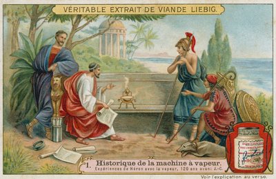 Eroe di Alessandria che sperimenta con il vapore, 120 a.C. da European School