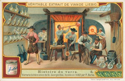 Storia del vetro, scheda Liebig, inizio XX secolo (cromo) da European School
