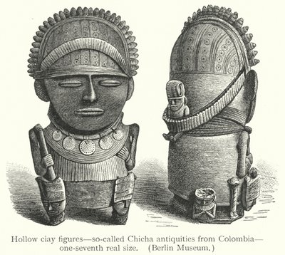 Figure di argilla vuote, cosiddette antichità Chicha dalla Colombia da European School