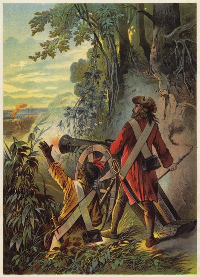 Illustrazione per Robinson Crusoe (litografia a colori) da European School