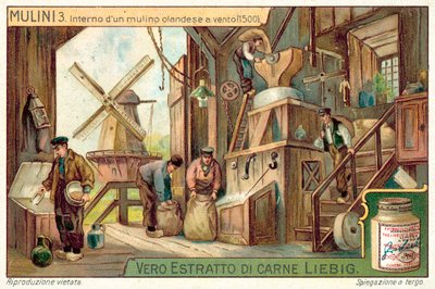 Interno di un mulino a vento olandese, 1500 da European School