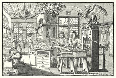 Interno di una tipografia, c1676 da European School