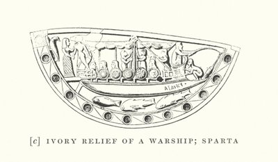 Rilievo in avorio di una nave da guerra; Sparta (litografia) da European School