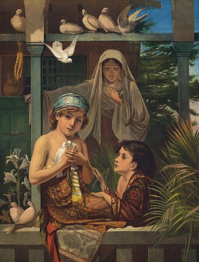 Gesù Cristo e Giovanni Battista da bambini, con la Vergine Maria da European School
