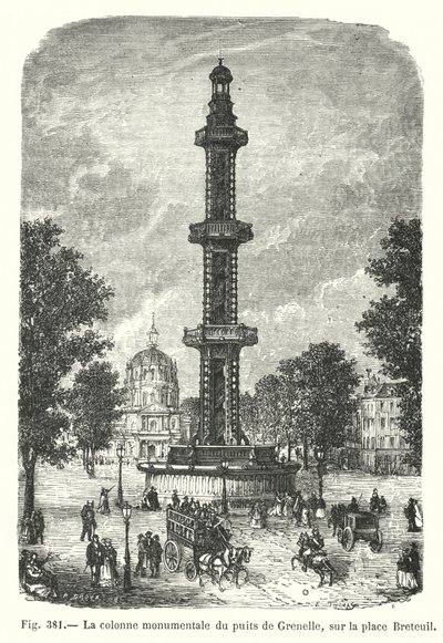 La colonna monumentale del pozzo di Grenelle, sulla piazza Breteuil da European School