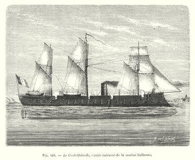 Le Castelfidardo, nave corazzata della marina italiana (incisione) da European School