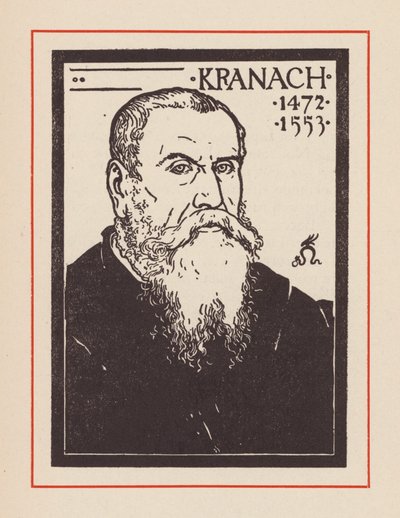 Lucas Cranach il Vecchio, artista tedesco del Rinascimento (litografia) da European School