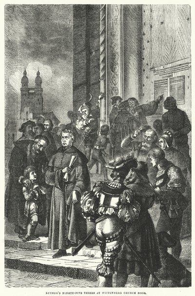 Le novantacinque tesi di Lutero alla porta della chiesa di Wittenberg da European School