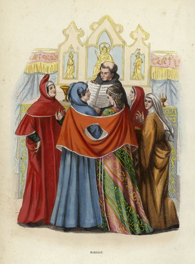 Matrimonio (incisione colorata) da European School