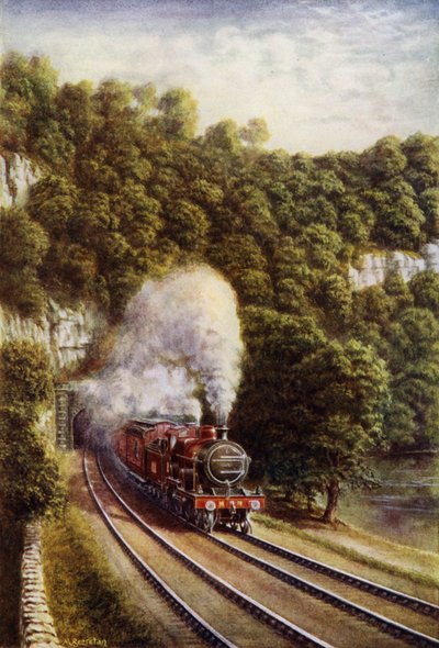 Treno espresso scozzese della Midland Railway che viaggia attraverso gli Yorkshire Dales da European School