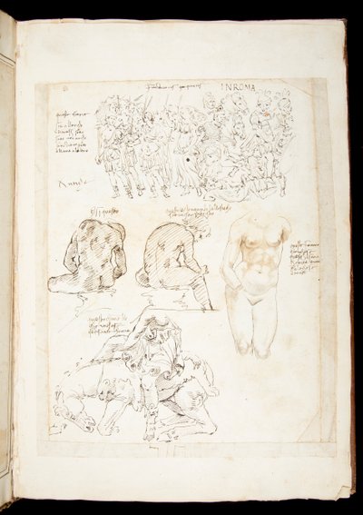 Ms 701 fl.34v, Disegno che include una vista dello Spinario da dietro, fine XV secolo da European School
