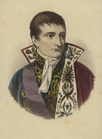 Napoleone Bonaparte (incisione colorata) da European School