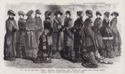 Nuovi mantelli invernali, confezioni e visite per signore e giovani signore, modelli dai Grandi Magazzini del Louvre, Parigi da European School