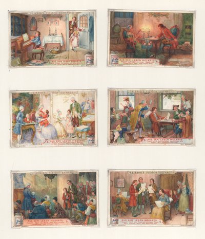 Opera originale per un set di carte Liebig: Vita di Mozart da European School