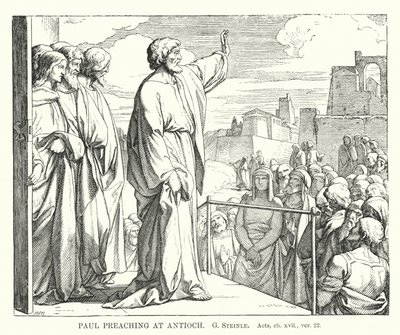 Paolo predica ad Antiochia, Atti, cap xvii, versetto 22 (incisione) da European School