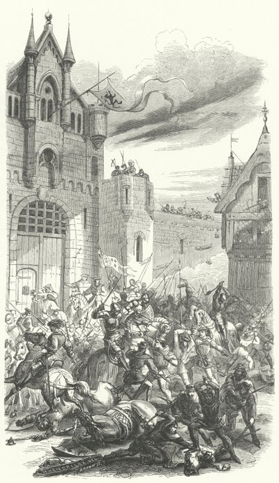 Filippo il Buono, Duca di Borgogna, che combatte contro una rivolta a Bruges da European School