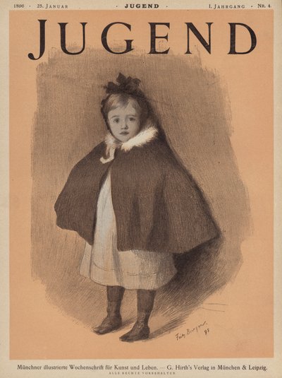 Ritratto di una bambina con mantello (litografia a colori) da European School
