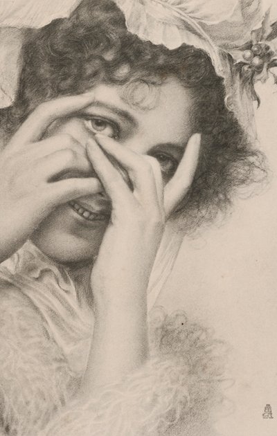 Ritratto di una donna che si nasconde dietro le mani da European School