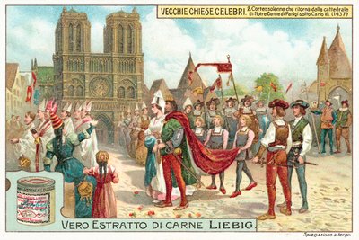 Processione che lascia Notre Dame de Paris durante il regno di Carlo VII di Francia da European School