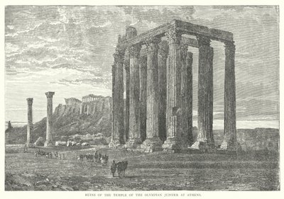 Rovine del Tempio di Zeus Olimpico ad Atene (incisione) da European School