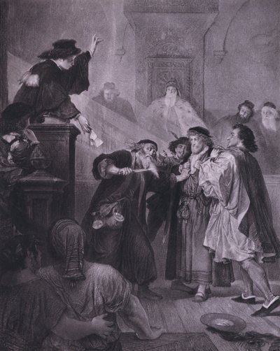 Scena da Il mercante di Venezia di Shakespeare (Atto IV, Scena 1) da European School