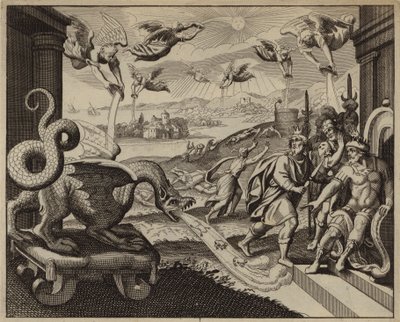 Sette angeli che svuotano sette coppe piene dell
