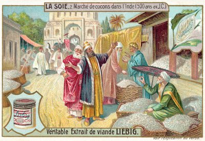 Mercato dei bozzoli di seta in India, 500 a.C. da European School