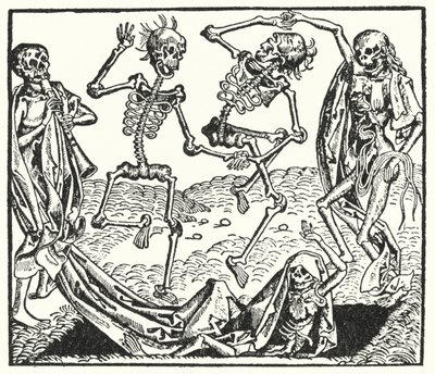 Scheletri di una danza macabra medievale da European School