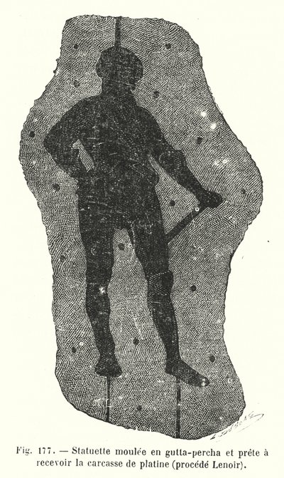 Statuetta modellata in gutta-percha e pronta a ricevere la carcassa di platino, procedimento Lenoir da European School