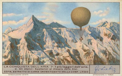 Aeronauta svizzero Eduard Spelterini che vola sopra le Alpi da European School