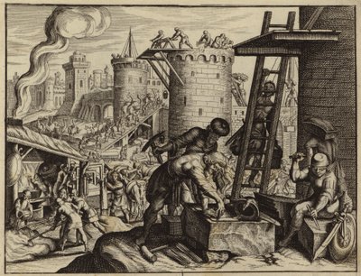 Gli ebrei ricostruiscono le mura di Gerusalemme (incisione) da European School