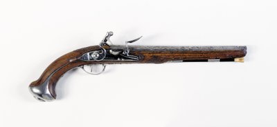 Coppia di pistole da sella con montatura in acciaio Lafayette-Washington, c.1775-76 da European School