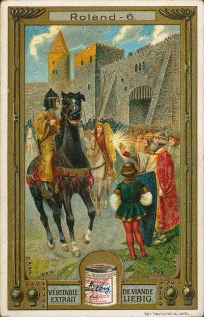 La storia di Roland, cartolina Liebig, inizio XX secolo (cromo) da European School
