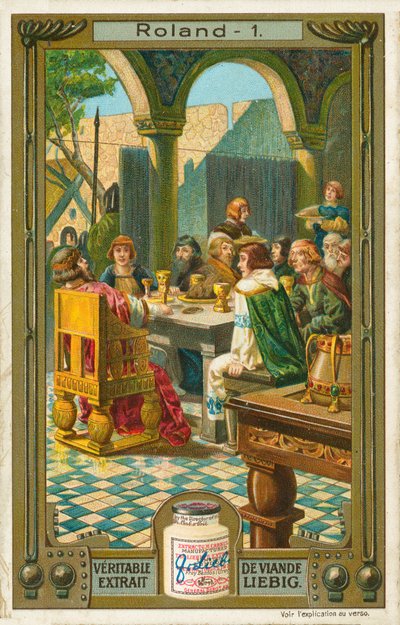 La storia di Roland, cartolina Liebig, inizio XX secolo (cromo) da European School