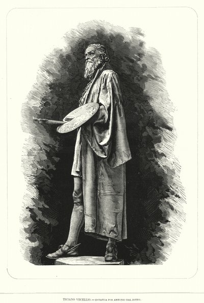 Tiziano, artista del Rinascimento italiano, statua di Antonio dal Zotto da European School
