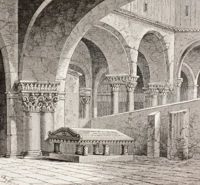 Tomba di Goffredo di Buglione nella Chiesa del Santo Sepolcro, Gerusalemme, c.1880 da European School