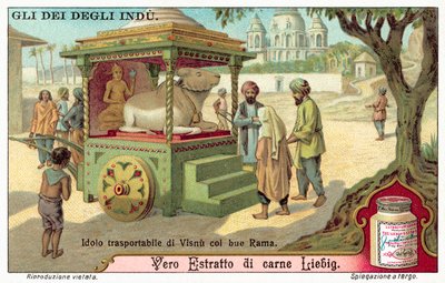 Idolo trasportabile di Vishnu con il bue Rama da European School